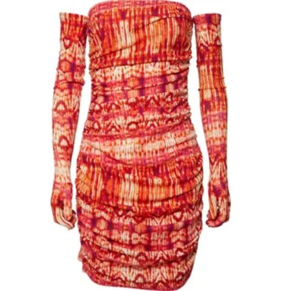 Miscreants Red & Orange Tie Dye Cupid Mini Dress NWOT Size UK 6 / US 4 - Picture 2 of 3